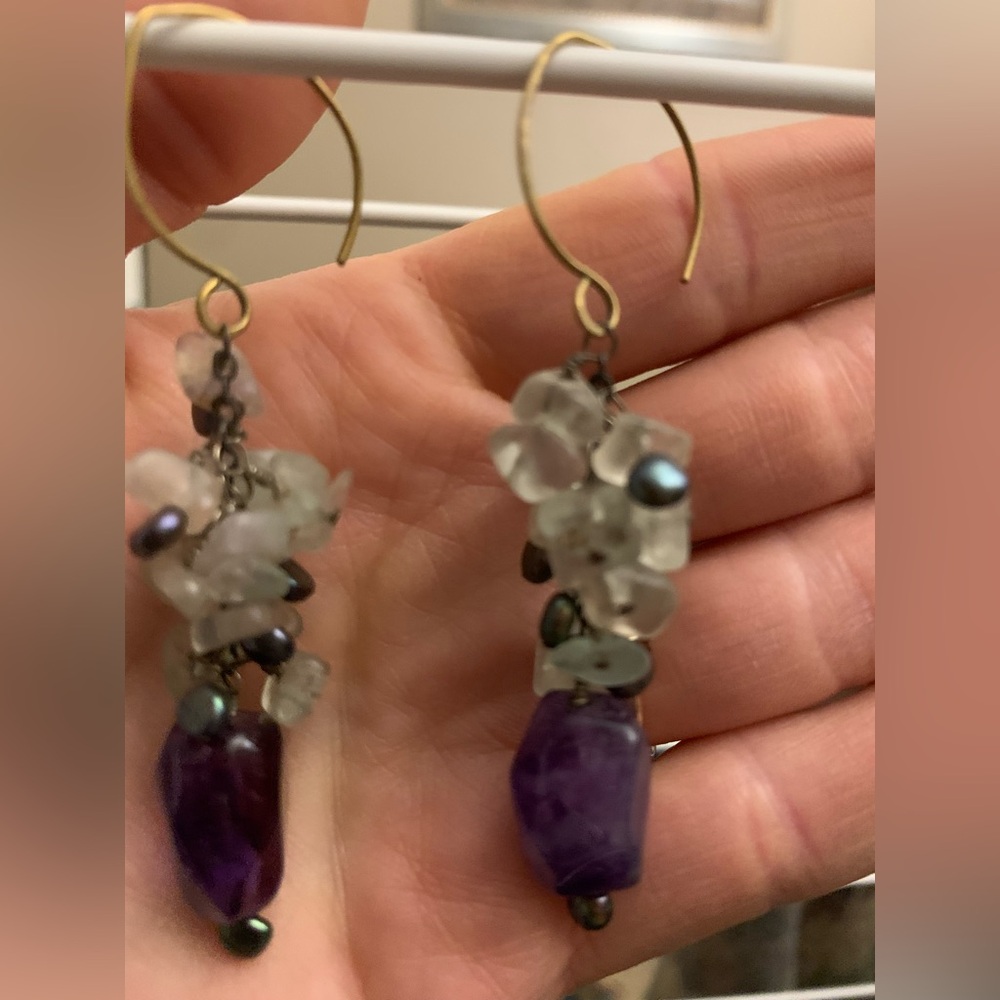Handmade amethyst earrings. Local artist. - Picture 2 of 2